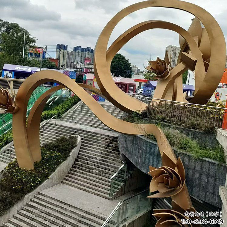 櫻花雕塑優選，陸地擺件，不銹鋼櫻花雕塑廠家
