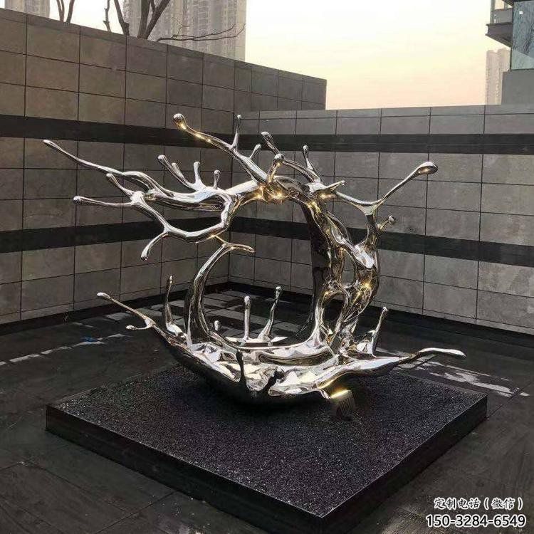 庭院海浪雕塑，鍍金歐式雕塑，鏡面形式