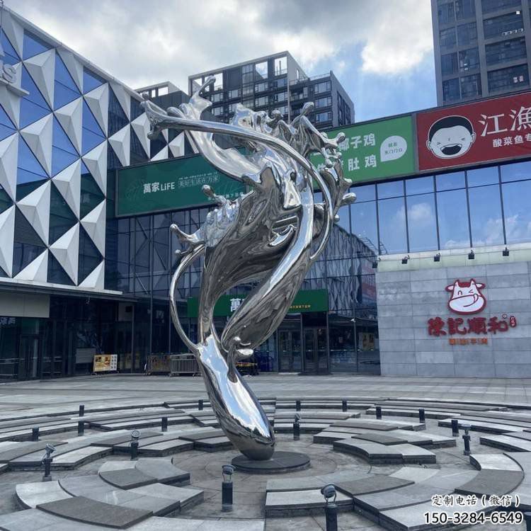 校園海浪雕塑，拉絲景觀雕塑，抽象主題