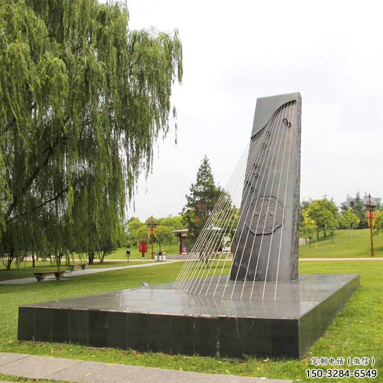 彈古箏雕塑定價，村標(biāo)概念，公園雕塑景觀選用