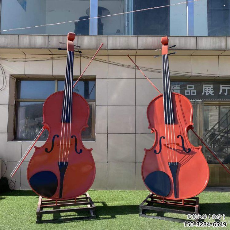 提琴雕塑定價，拉絲工藝，烤漆提琴雕塑制作