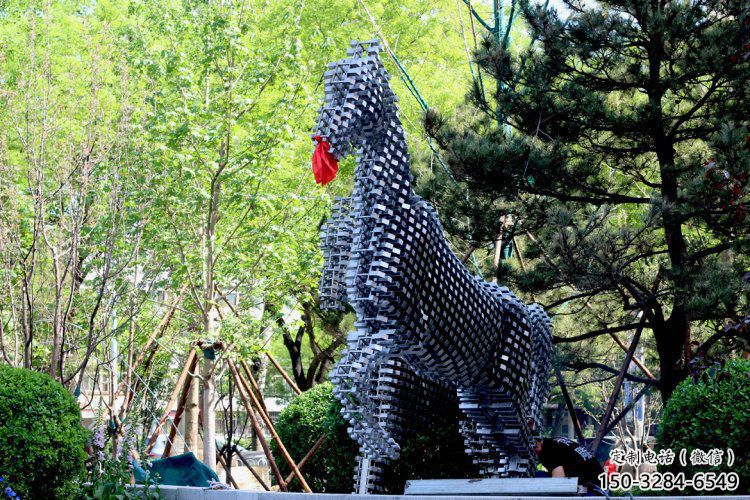 方塊馬雕塑精選，公園小品，抽象方塊馬雕塑廠家