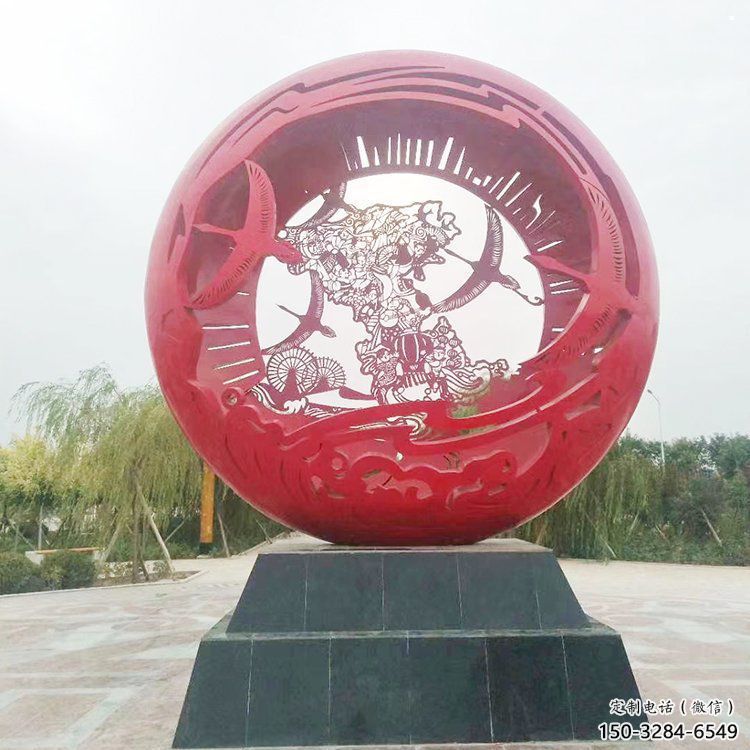空心球雕塑定制，市標雕塑，鏤空空心球雕塑定做廠家