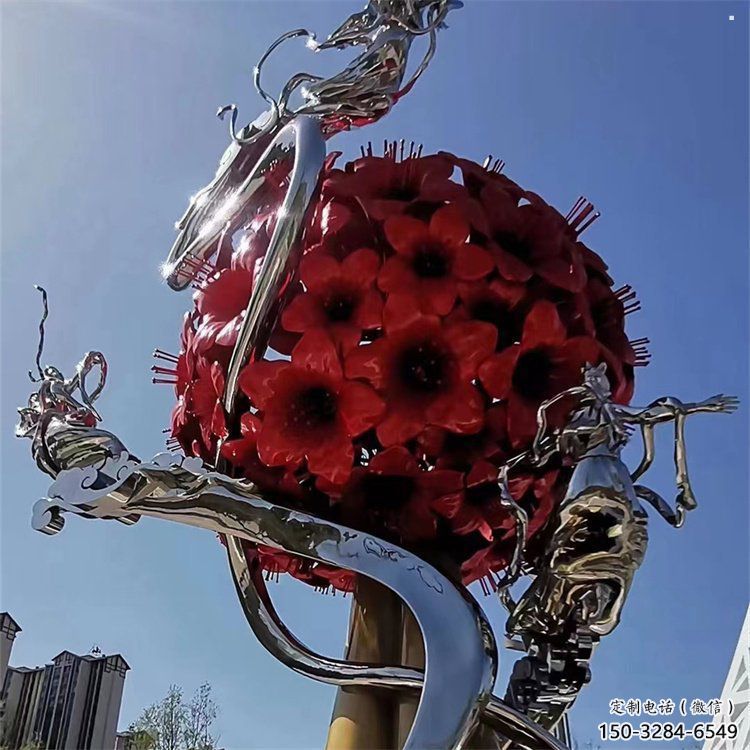 花球雕塑制作，鍛造工藝，不銹鋼花球雕塑選用