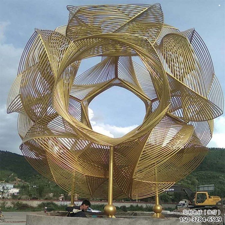 鏤空繡球雕塑預(yù)定，彩鋼制作，不銹鋼繡球雕塑制作