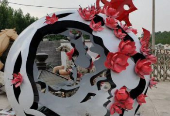 鏤空花球雕塑定價，廣場雕塑，不銹鋼花球雕塑廠家