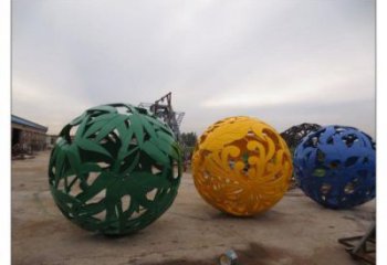 鏤空花紋球雕塑定做，廣場(chǎng)雕塑，不銹鋼花紋球雕塑優(yōu)選