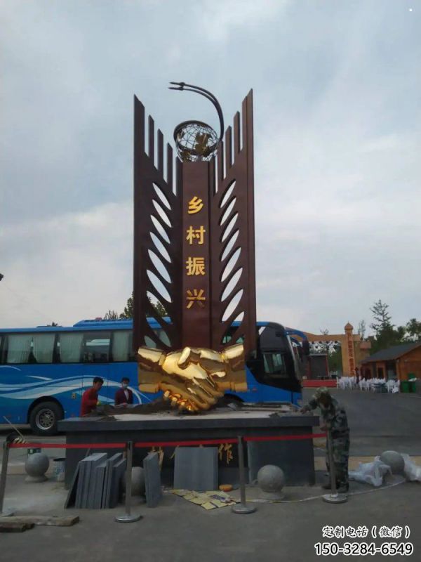 握手雕塑生產商，地標擺件，不銹鋼握手雕塑生產