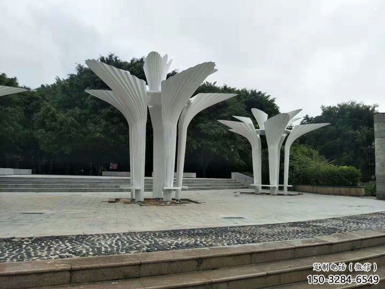 遮陽樹雕塑展品，室外軟裝，不銹鋼遮陽樹雕塑訂做