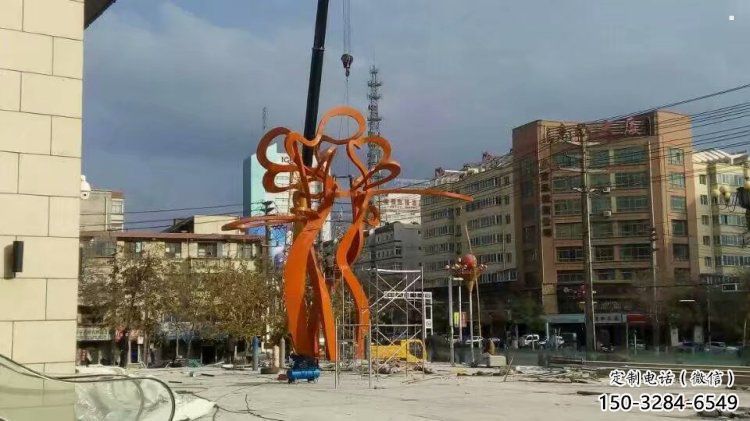 金屬鏤空樹雕塑制造商，鋼管組合，烤漆樹雕塑優選