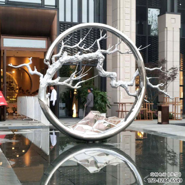 圓環(huán)樹雕塑訂做，戶外雕塑，不銹鋼圓環(huán)樹雕塑供給