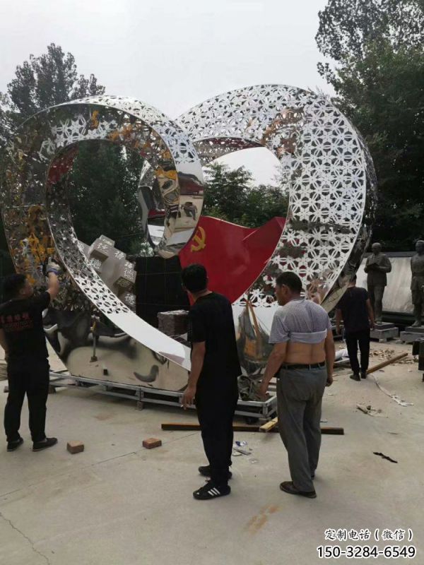 心形雕塑定做，城區小品，景觀鏡面心形雕塑定價