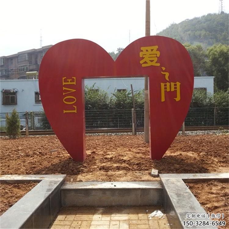 桃心雕塑常用，公園小品，不銹鋼桃心雕塑生產商