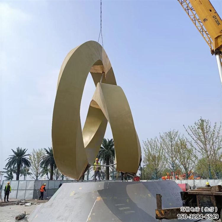 室內圓環雕塑，拉絲景觀雕塑，抽象效果