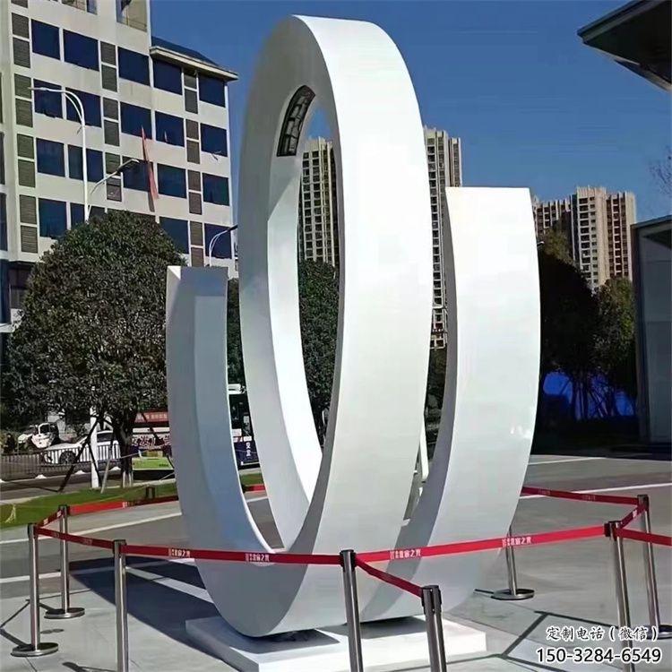 售樓部圓環雕塑，噴砂發光雕塑，烤漆題材