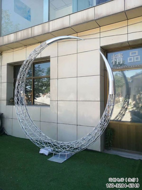 圓環(huán)雕塑制造商，小區(qū)擺件，白鋼鏤空?qǐng)A環(huán)雕塑提供