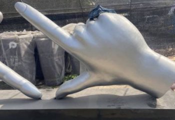 剪刀手雕塑供應，城市裝飾，彩色不銹鋼剪刀手雕塑優選