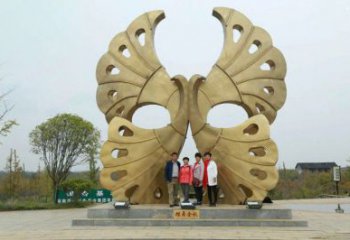 銀杏葉雕塑定制，露天雕塑，不銹鋼銀杏葉雕塑廠家