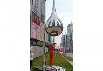 水滴雕塑專供，園林裝飾，不銹鋼鏡面水滴雕塑批發