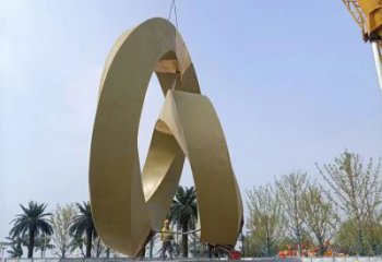 室內圓環雕塑，拉絲景觀雕塑，抽象效果