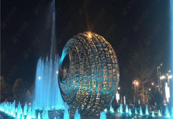 水景圓環雕塑，燈光配置，燈光圓環雕塑制作廠家