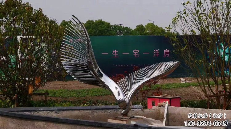 廣場鳥翅雕塑供求，露天雕塑，不銹鋼鳥翅雕塑標準