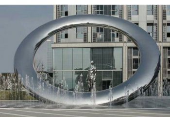 鼓樓小區圓環雕塑，水簾噴泉雕塑，水景藝術效果