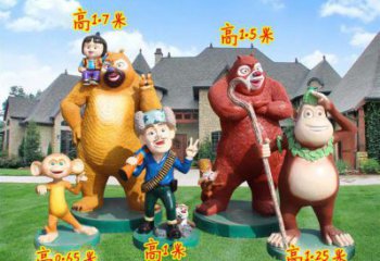 廣州廣場維尼熊雕塑，卡通水景雕塑，抽象效果