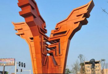 綠園城市精神堡壘雕塑，抽象建筑元素，廣場景觀雕塑小品