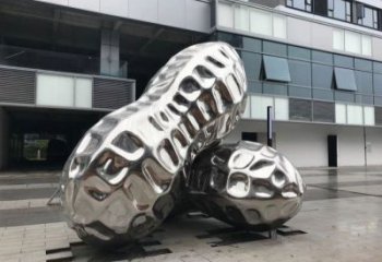 西吉花生雕塑制造，白鋼構(gòu)件，不銹鋼花生雕塑提供