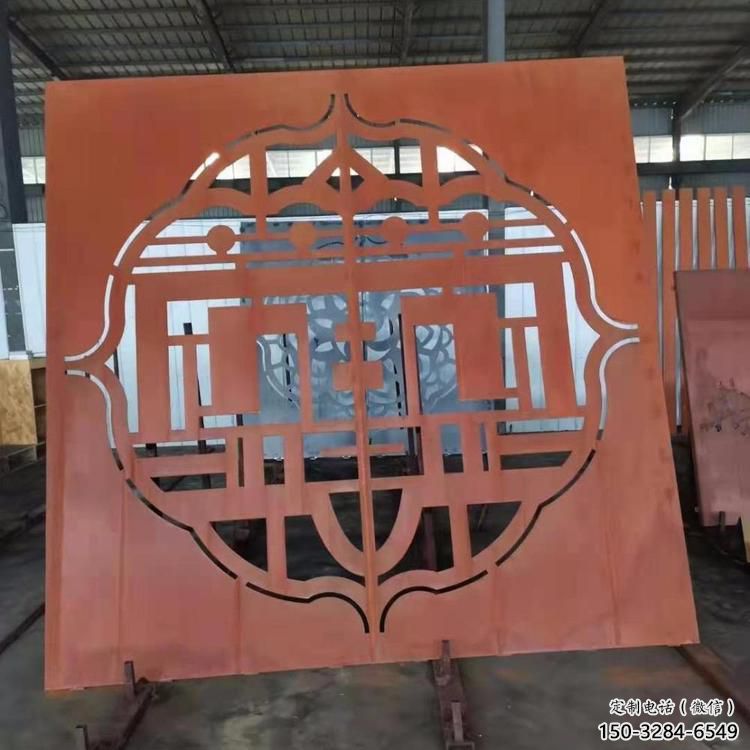 巴南鏤空景墻雕塑，耐候鋼鏤空工藝設計